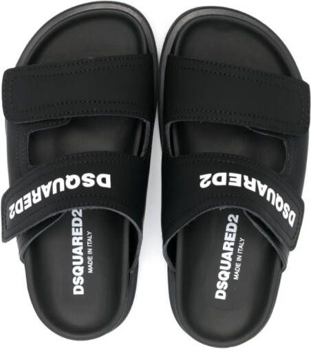 Dsquared2 Kids touch-strap leather slides Black