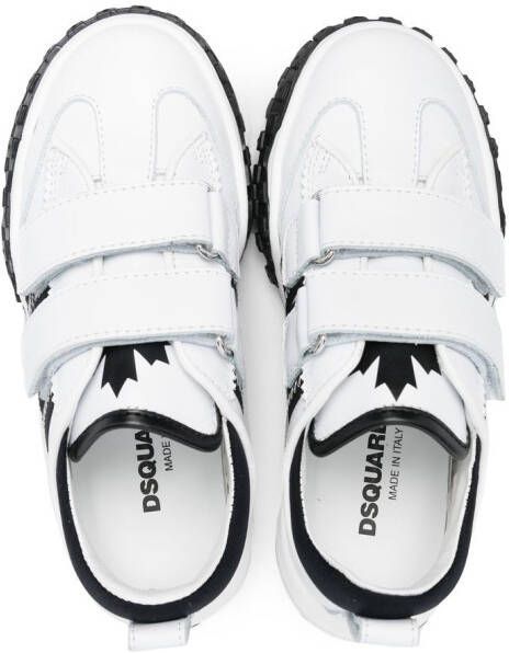 Dsquared2 Kids touch-strap leather sneakers White