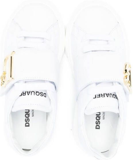 Dsquared2 Kids touch-strap leather sneakers White