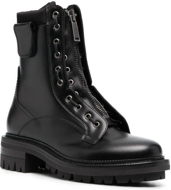 DSQUARED2 leather zip-up boots Black