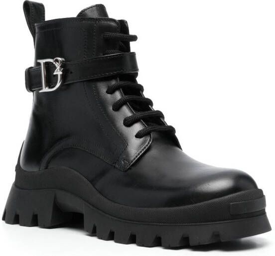 Dsquared2 logo-buckle leather ankle boots Black