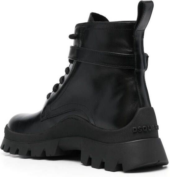 Dsquared2 logo-buckle leather ankle boots Black