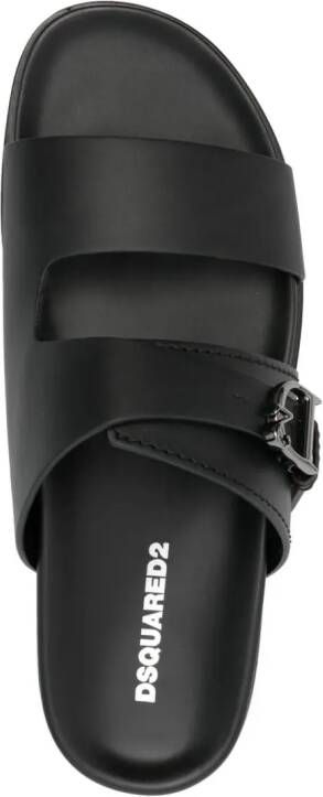 Dsquared2 logo-buckle leather slides Black