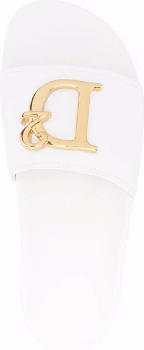 DSQUARED2 logo-lettering flat slides White
