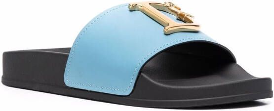 DSQUARED2 logo-plaque open-toe slides Blue
