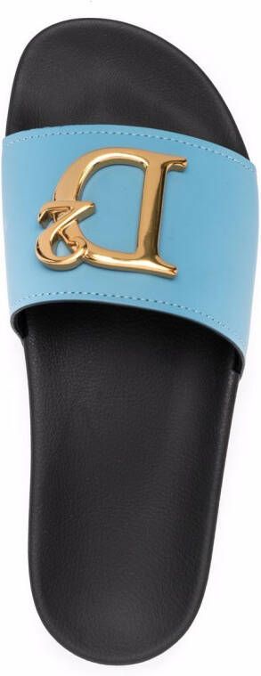 DSQUARED2 logo-plaque open-toe slides Blue