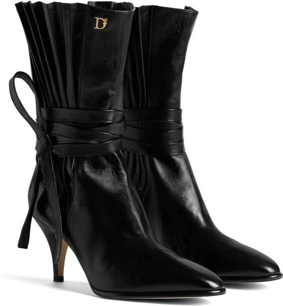 Dsquared2 logo-plaque self-tie leather boots Black