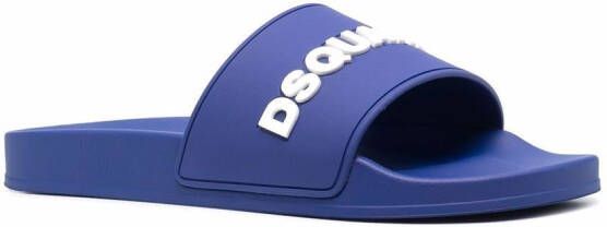 Dsquared2 logo-print open-toe slides Blue