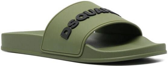 Dsquared2 logo-print open-toe slides Green
