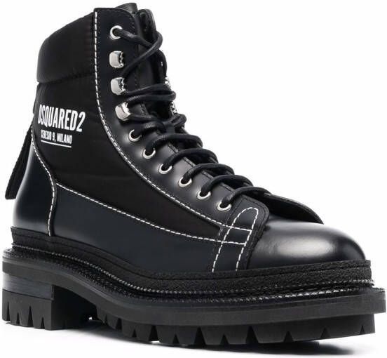 DSQUARED2 logo-print panelled boots Black