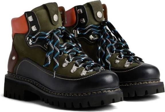 Dsquared2 panelled leather hiking boots Black