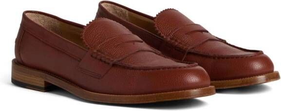 Dsquared2 pebbled leather penny loafers Brown