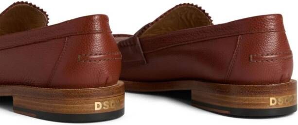 Dsquared2 pebbled leather penny loafers Brown