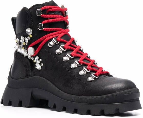 Dsquared2 rhinestone-embellished combat boots Black