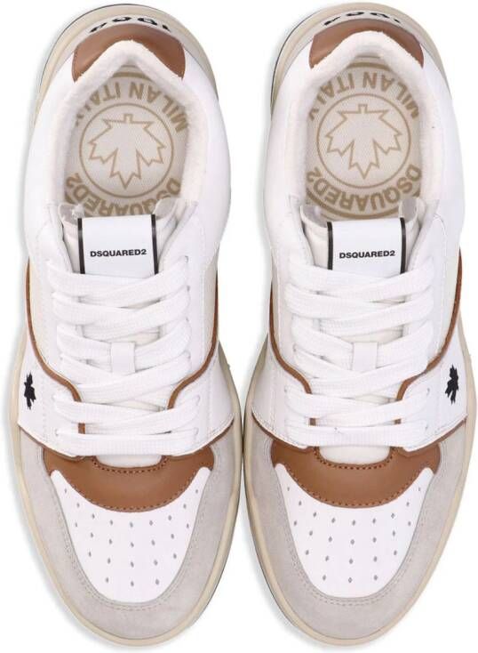 Dsquared2 Spiker leaf-embroidered leather sneakers White