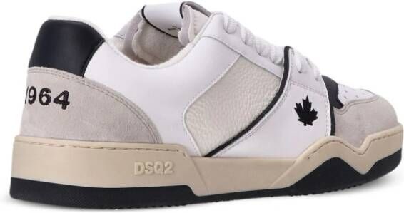Dsquared2 Spiker leaf-embroidered leather sneakers White