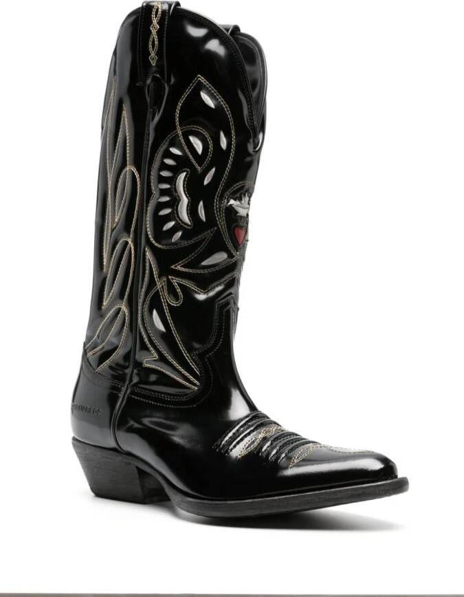Dsquared2 stitched leather Western boots Black