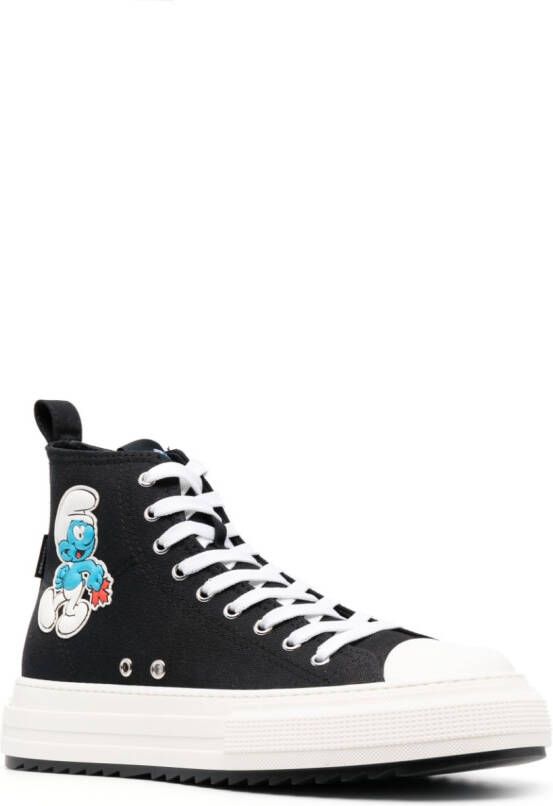 DSQUARED2 x Smurfs high-top cotton sneakers Black