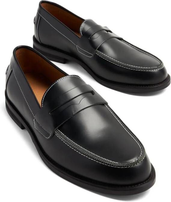 DUKE & DEXTER contrast-stitching leather loafers Black
