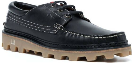 Dunhill lace-up leather boat shoes Black