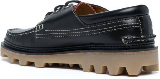 Dunhill lace-up leather boat shoes Black