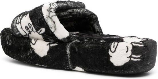 DUOltd Sheep-pattern terry slipper Black