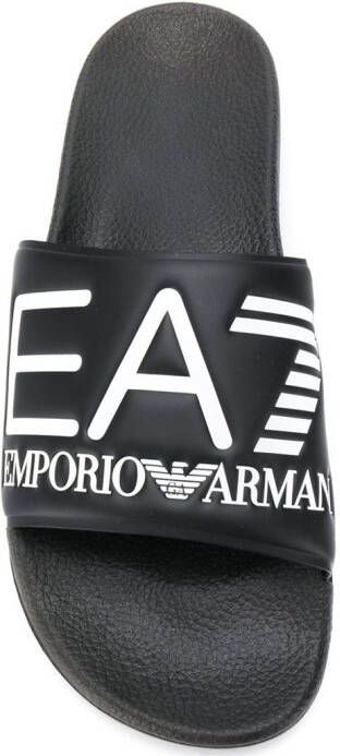 Ea7 Emporio Armani embossed logo slides Black