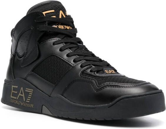 Ea7 Emporio Armani logo-debossed high-top sneakers Black