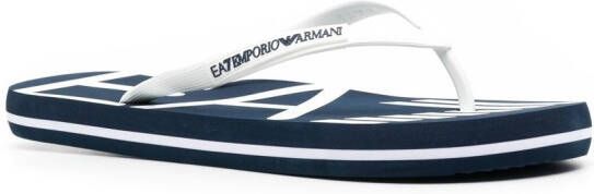 Ea7 Emporio Armani logo-print flip flops Blue
