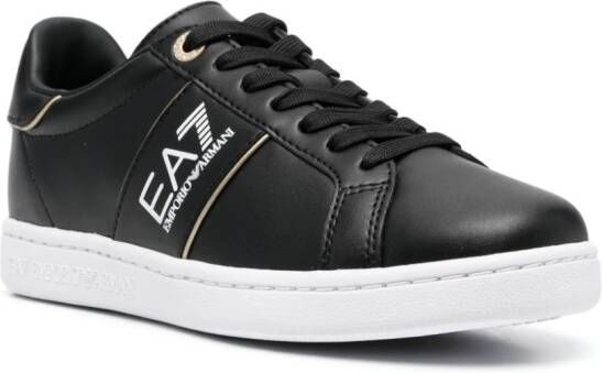 Ea7 Emporio Armani logo-print leather sneakers Black