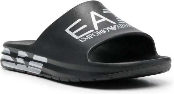 Ea7 Emporio Armani logo-print slip-on slides Black
