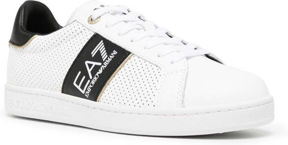 Ea7 Emporio Armani perforated logo-stripe low-top sneakers White