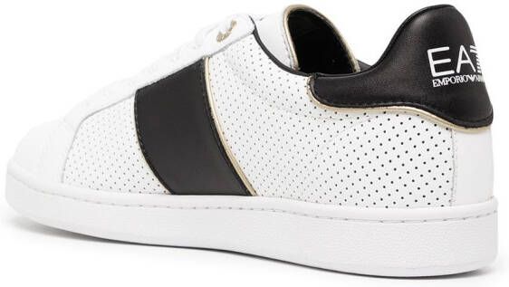 Ea7 Emporio Armani perforated logo-stripe low-top sneakers White