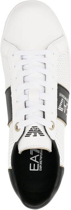 Ea7 Emporio Armani perforated logo-stripe low-top sneakers White