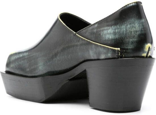Eckhaus Latta 60mm square-toe leather clogs Black