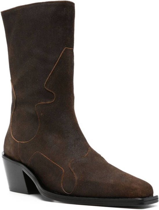 Eckhaus Latta 70mm zip-up suede boots Brown