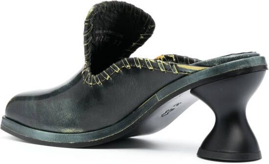 Eckhaus Latta 75mm square-toe leather mules Black