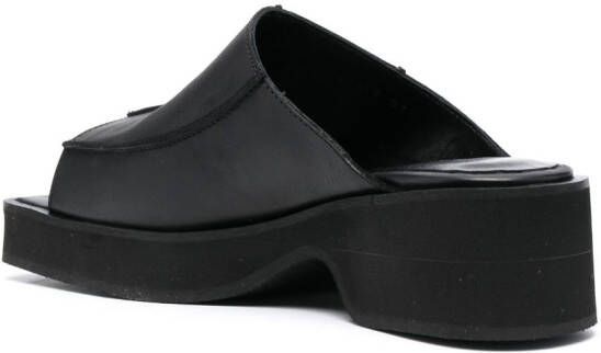 Eckhaus Latta block heel leather sandals Black
