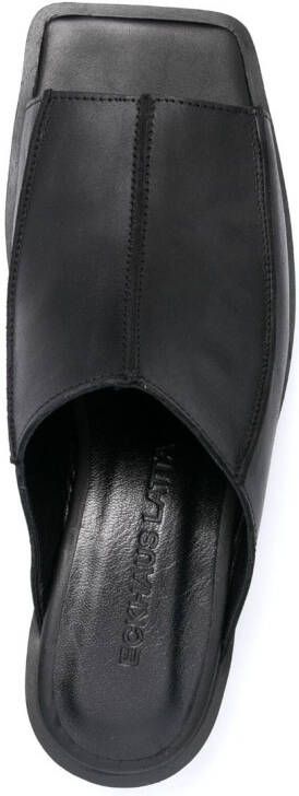 Eckhaus Latta block heel leather sandals Black