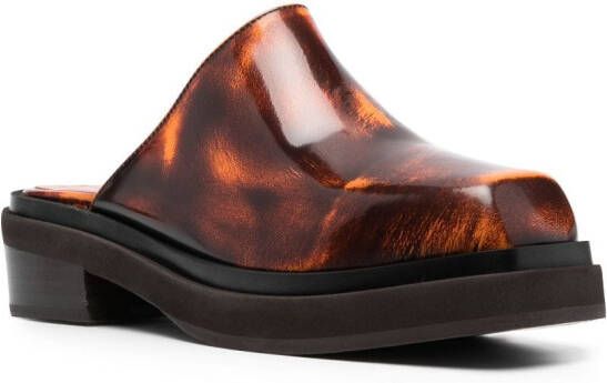 Eckhaus Latta 65mm Cowboy leather clogs Brown