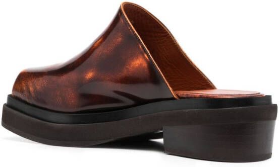 Eckhaus Latta 65mm Cowboy leather clogs Brown