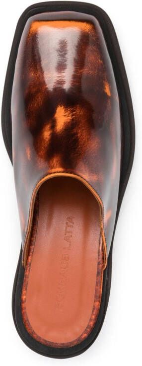 Eckhaus Latta 65mm Cowboy leather clogs Brown