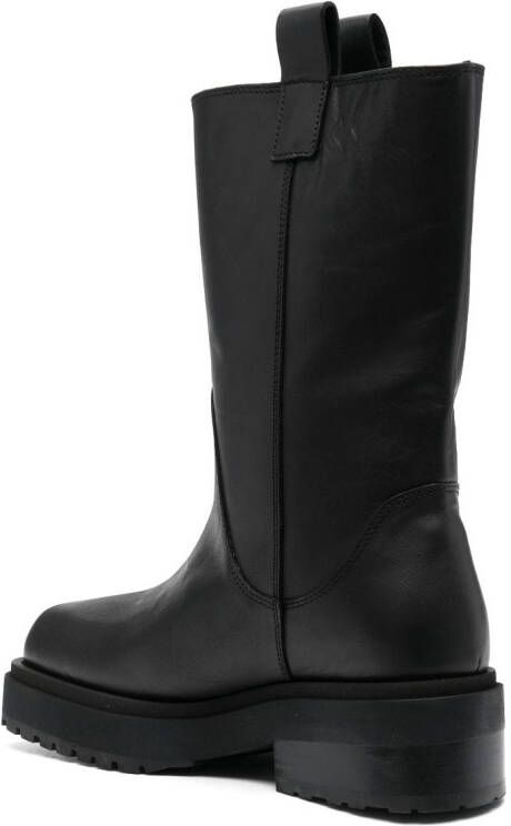 Eckhaus Latta leather stacked boots Black