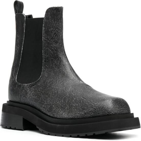 Eckhaus Latta Mike cracked-effect leather boots Black
