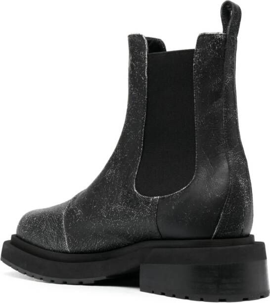 Eckhaus Latta Mike cracked-effect leather boots Black