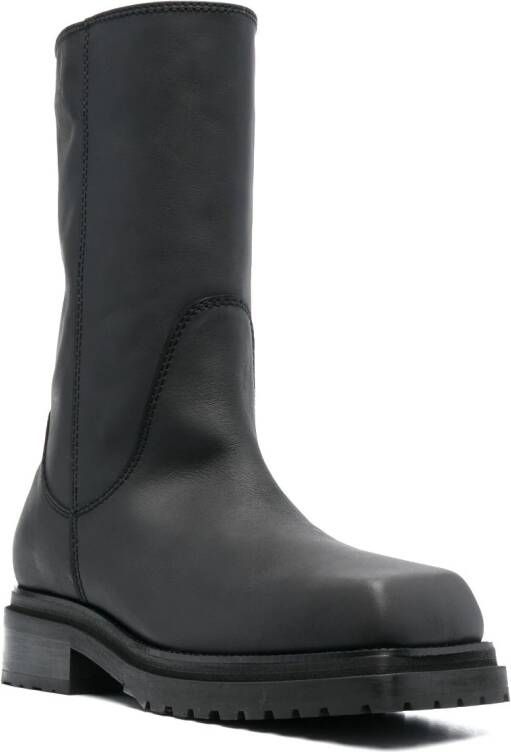 Eckhaus Latta square-toe 45mm leather boots Black