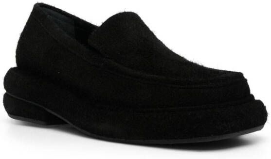 Eckhaus Latta Stacked slip-on suede loafers Black