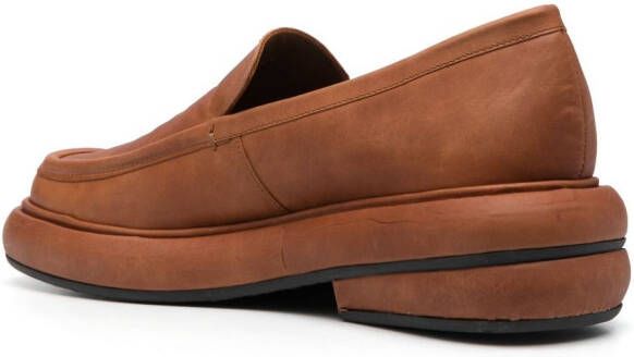 Eckhaus Latta Stacked slip-on suede loafers Brown