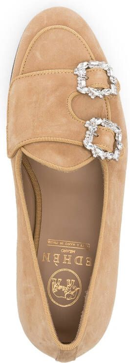 Edhen Milano crystal buckle loafers Brown