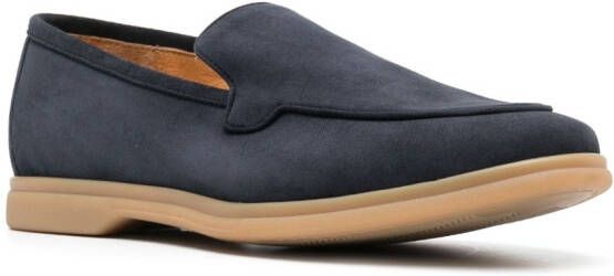 Eleventy almond-toe suede loafers Blue